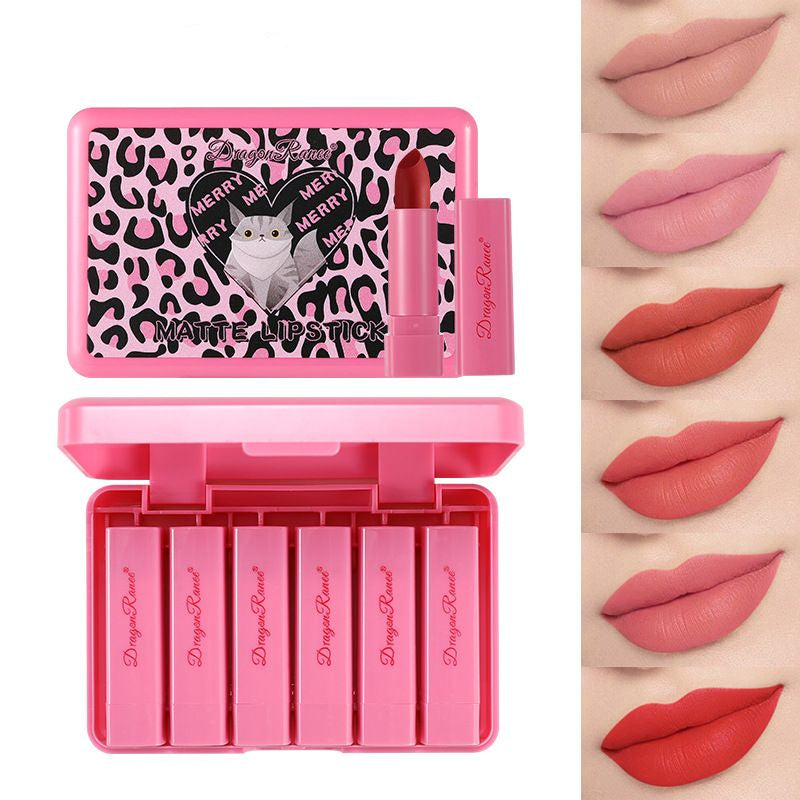 6PCS Matte Brown Velvet Lipstick Set