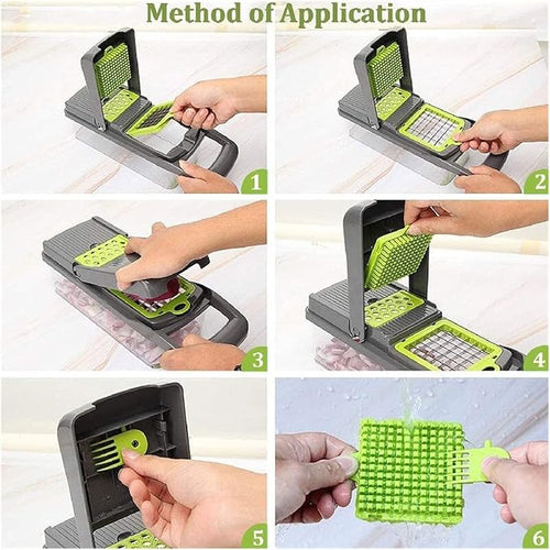 14-in-1 Vegetable Cutter with 8 Blades & Storage Bin