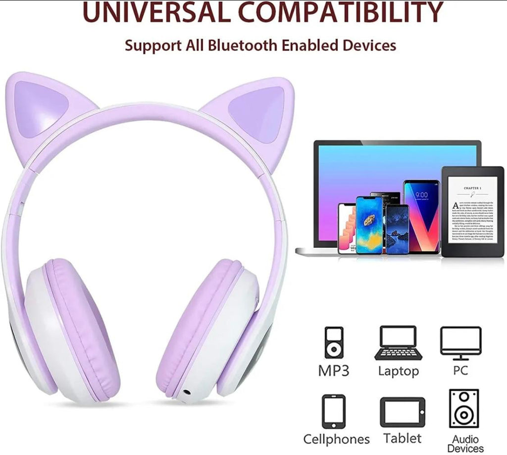 Cat Ear LED Bluetooth Headphones