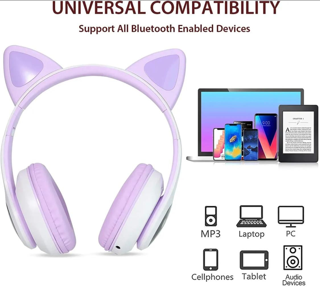Cat Ear LED Bluetooth Headphones