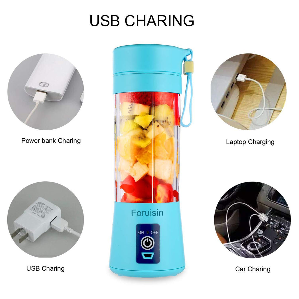 USB Rechargeable Mini Blender 380ml – 6-Blade Portable Smoothie Juicer