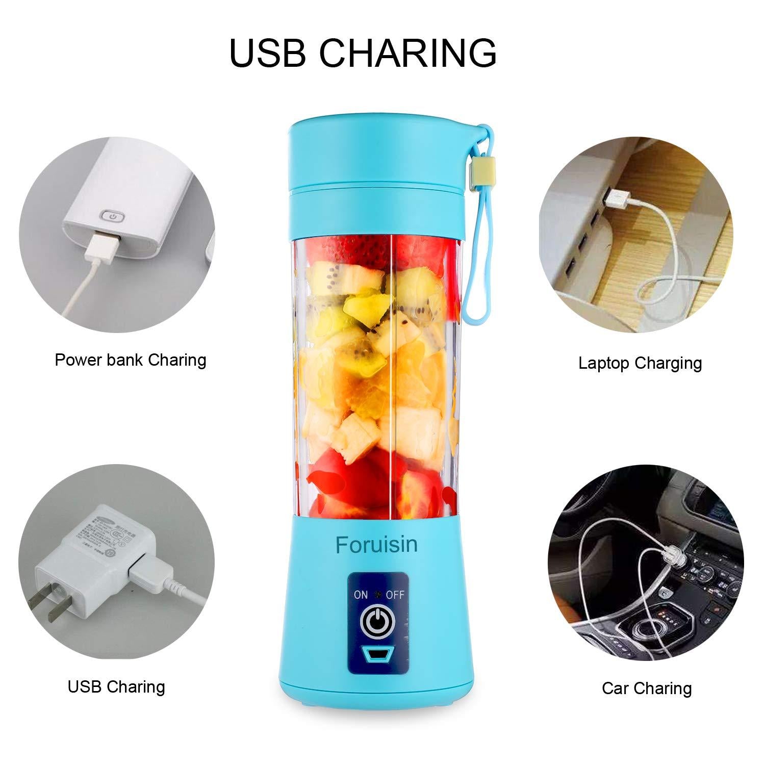 USB Rechargeable Mini Blender 380ml – 6-Blade Portable Smoothie Juicer