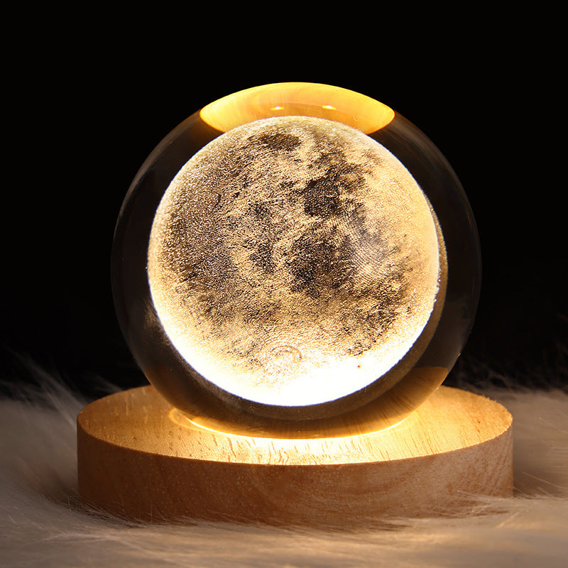 3D Crystal Ball Galaxy Moon LED Night Lamp