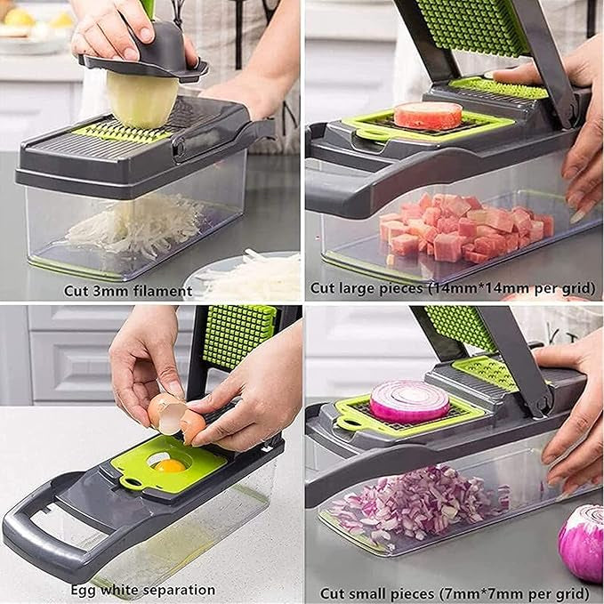 14-in-1 Vegetable Cutter with 8 Blades & Storage Bin