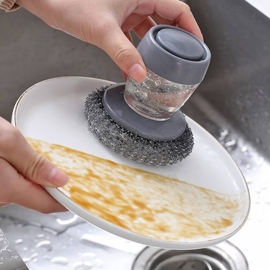 Pack of 2 Dish Brush with Soap Dispenser