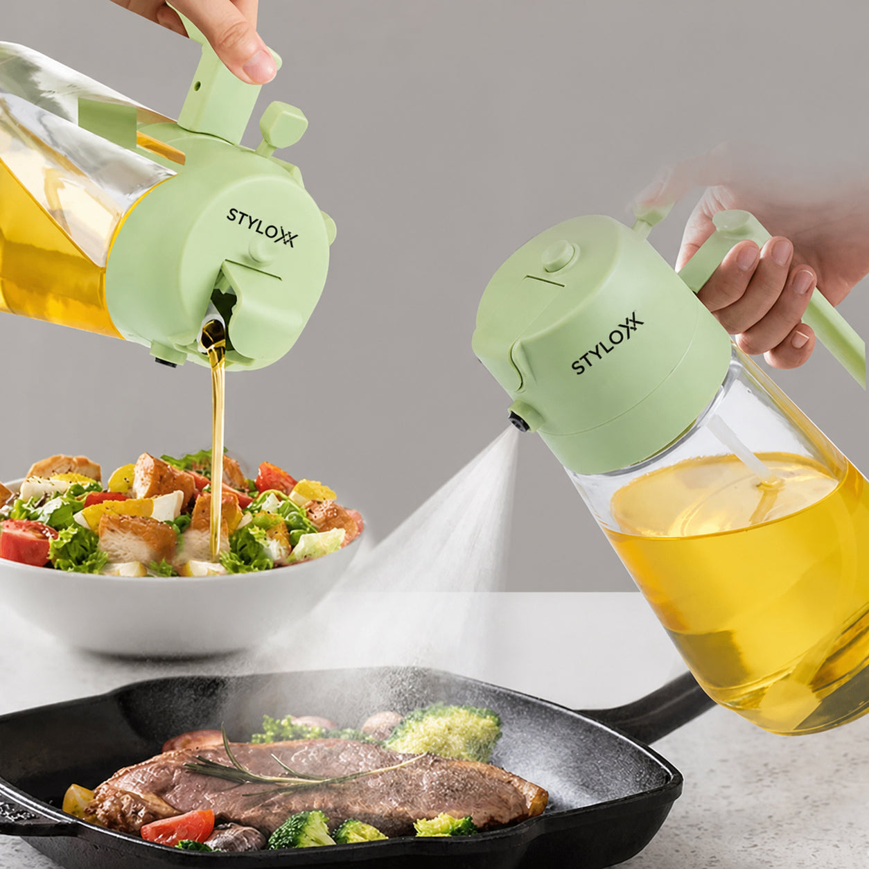 2-in-1 Oil Spray Bottle 500ml – Spray & Pour