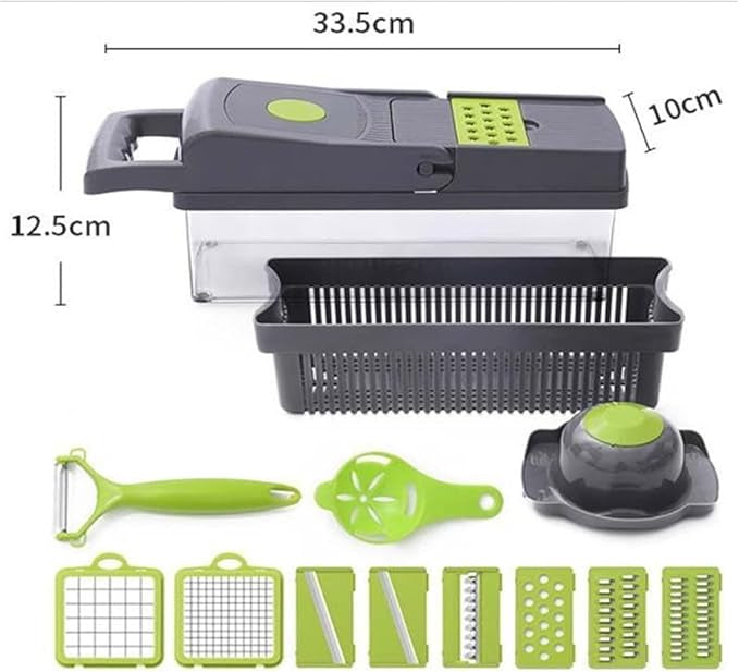 14-in-1 Vegetable Cutter with 8 Blades & Storage Bin