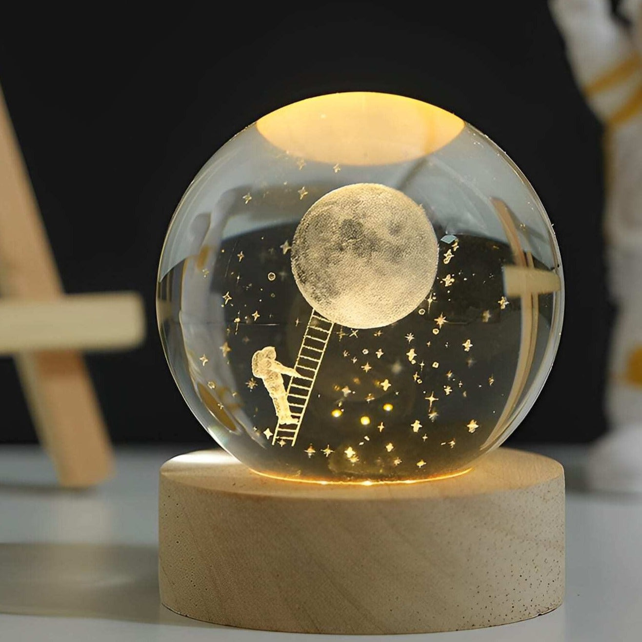 3D Crystal Ball Galaxy Moon LED Night Lamp