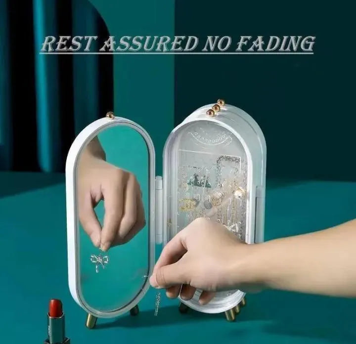 Jewelry Organizer Box with Mirror – Foldable Jewelry Storage Case