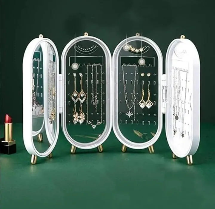 Jewelry Organizer Box with Mirror – Foldable Jewelry Storage Case