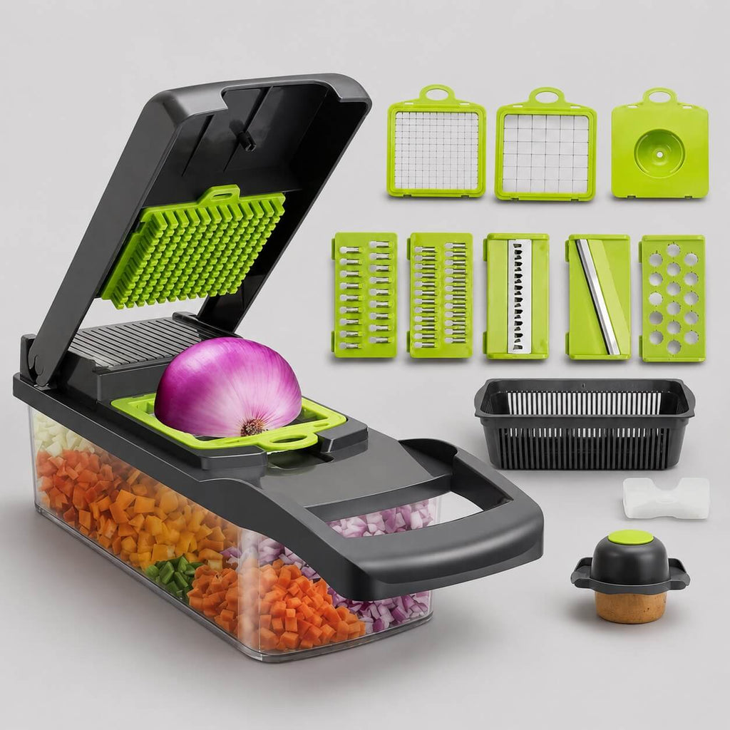 14-in-1 Vegetable Cutter with 8 Blades & Storage Bin