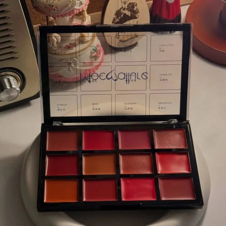 Mocallure 12-Color Lip Cream Palette – Matte & Velvet Finish