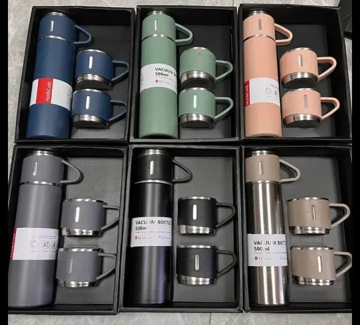 3 Cup Stainless Steel Vacuum Flask Set 500ml