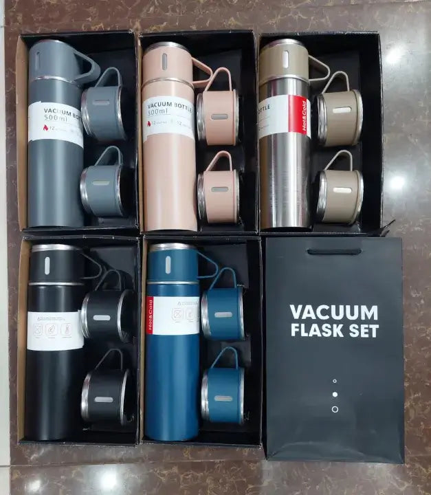 3 Cup Stainless Steel Vacuum Flask Set 500ml