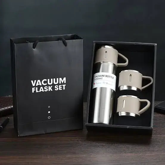 3 Cup Stainless Steel Vacuum Flask Set 500ml