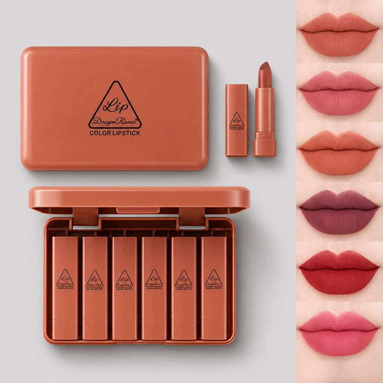 6PCS Matte Brown Velvet Lipstick Set