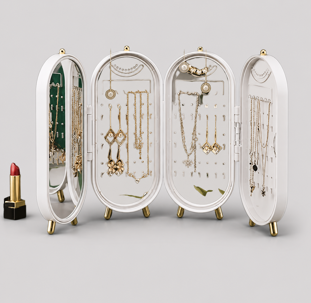 Jewelry Organizer Box with Mirror – Foldable Jewelry Storage Case