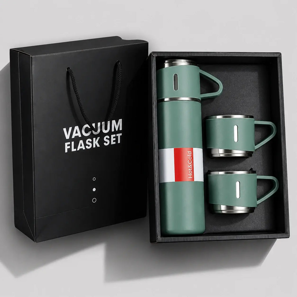 3 Cup Stainless Steel Vacuum Flask Set 500ml