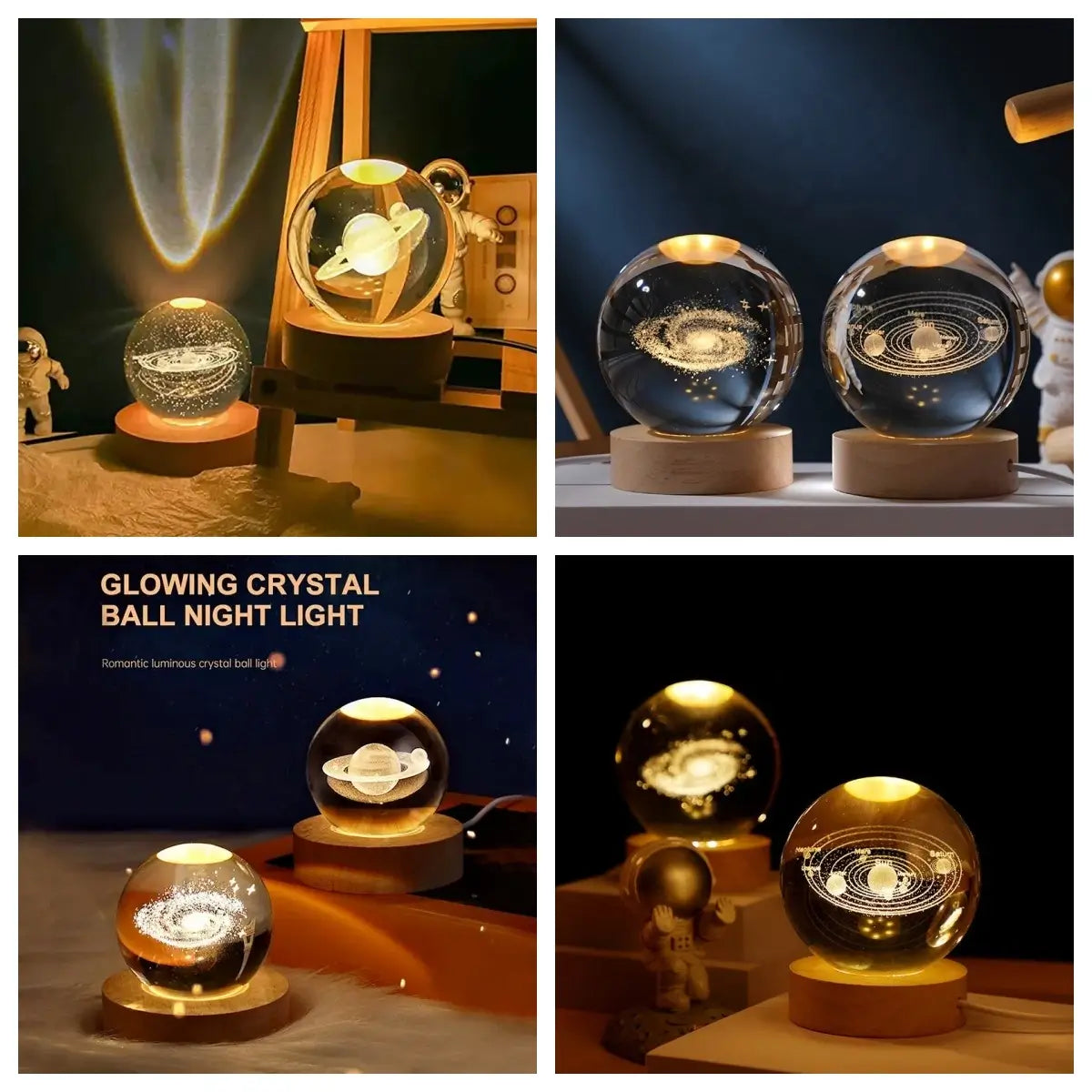 3D Saturn Crystal Ball LED Night Lamp