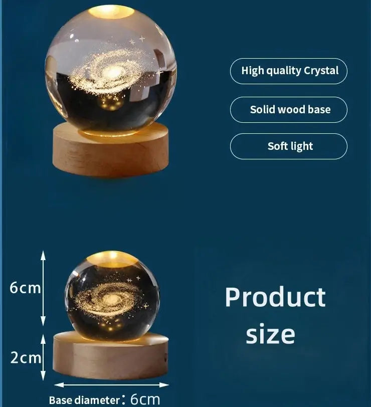 3D Saturn Crystal Ball LED Night Lamp